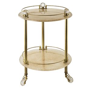 Столик Migliore Cristalia на колесиках H57xD40 см, стекло/бронза/Swarovski 16786 фото