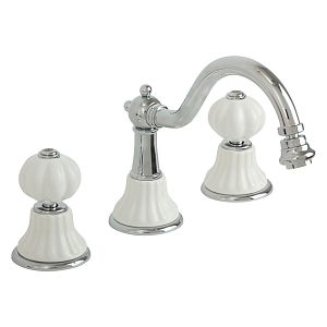 Смеситель для биде Migliore Olivia, на 3 отверстий, донный клапан "click-clack", белый/хром 19002 фото