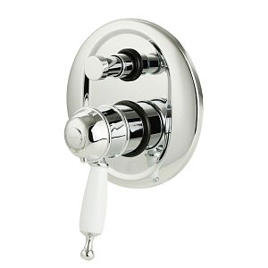 Смеситель скрытого монтажа Migliore Oxford монокомандный, термостат, 2-х позиционный с девиатором, ручка белая, хром 19142 фото