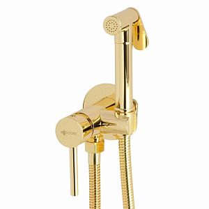 Гигиенический душевой набор Migliore Fortis, Смеситель монокомандный встраиваемый с держателем/лейка/шланг латунь, золото 31554 фото