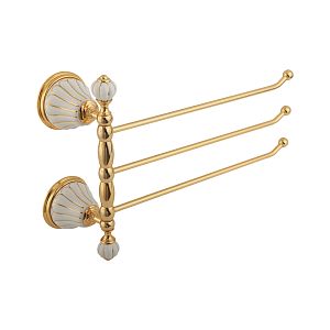 Полотенцедержатель Migliore Olivia тройной поворотный L35 cм, керамика белая с золотым декором, золото 17529 фото