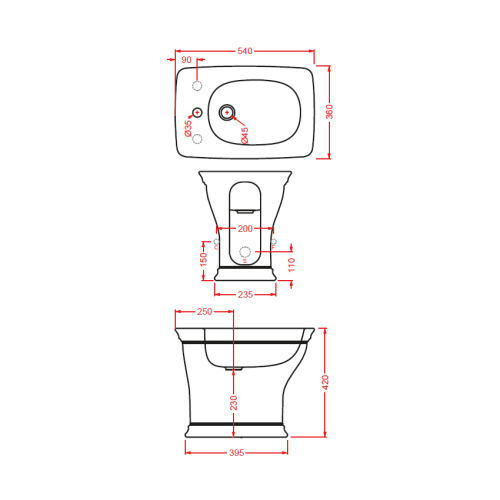 Artceram Civitas Биде напольное 36x54 cм, 1 отверстие, цвет: серый фото 2