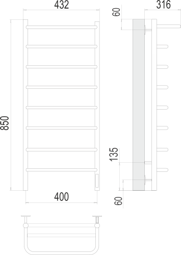 Полка П8 400х850 электро фото 2