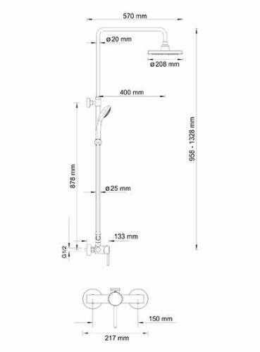Wasserkraft A12202 Душевой комплект со смесителем фото 3