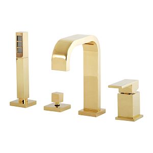 Смеситель на борт ванны Migliore Kvant Gold монокомандный, на 4 отверстий с девиатором, золото 25392 фото