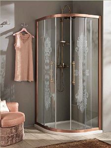 SAMO VB Душевое ограждение полукруг 86,5-89,5х200см,, профиль и ручки хром, стекло прозрачное без декора+starclean фото