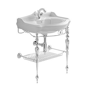 Комплект консоль Migliore Bella напольная 73 см ажурная с решеткой хром, раковина керамика белая 30341 фото