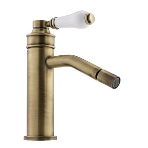 Смеситель для биде Migliore Ermitage Mini монокомандный, ручка сверху, белый/бронза 28583 фото