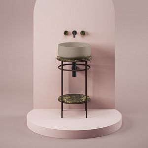Artceram Vogue Металлическая структура Ø44хh72,5см, напольная, с раковиной, с мраморной столешницей и полочкой, цвет: moka/matera фото