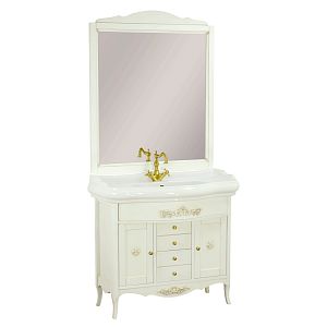 База Migliore Bella 91xH81x49 см для раковины 100 см, 2 двери 1 ящиком с лилией филенчатые, цвет: Avorio 25930 фото