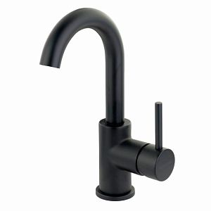 Смеситель для раковины Migliore Fortis монокомандный, ручка сбоку, излив изогнут, донный клапан "click-c, черный матовый 31542 фото