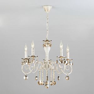 Подвесная люстра Eurosvet 10104/5 белый с золотом/тонированный хрусталь Strotskis фото