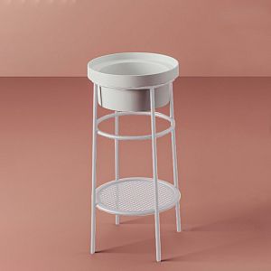 Artceram Fuori Scala Металическая структура Ø38хh83см с раковиной, без отв,, Fuori Scala Ø40, напольный, цвет: белый матовый/белый глянцевый фото