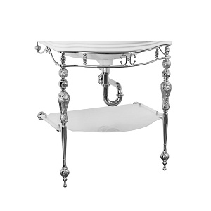 Консоль Migliore Bella напольная 73 см ажурная с полкой матовое стекло, хром 20710 фото