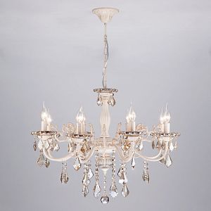 Подвесная люстра Eurosvet 3281/8 белый с золотом/тонированный хрусталь Strotskis фото