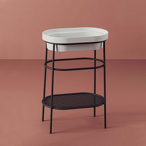 Artceram FUORI SCALA Металическая структура 36,5x58,6хh83см с раковиной без отв под смеситель, Fuori Scala ovale 59, напольная, цвет: черный матовый/белый матовый фото