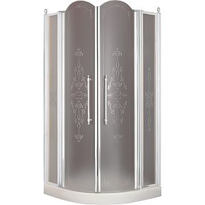 Душевая кабина Migliore Diadema угловая R90хH195 см 2 распашных двери с неподвижными элементами, стекло матовое/декор 20413 фото