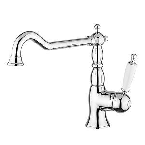 Смеситель для кухни Migliore Oxford монокомандный, ручка белая/хром 18241 фото