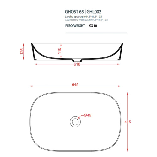 Artceram Ghost Раковина 65х42 см, без отв,, цвет: белый фото 2