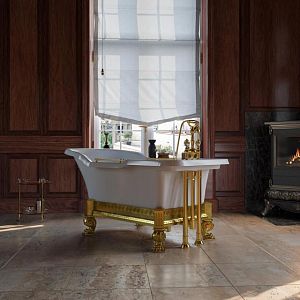 Ванна Migliore Impero Affusto 180x87хH83.5 см бел, лафет "меандр" золото, слив/перелив золото 26342 фото