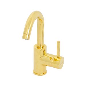 Смеситель для раковины Migliore Fortis Gold монокомандный ручка сбоку, излив изогнут, золото 27981 фото