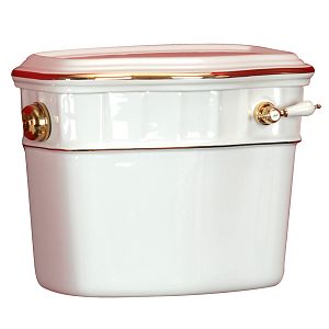 Бачок подвесной Migliore Gianeta низкий, для напольного WC, с отверстий для ручки слива, декор: D1 золото/белая керами 20935 фото