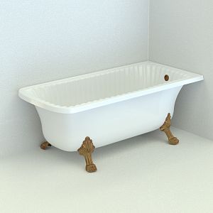 Ванна Migliore Olivia Ang 174x80хH66 см белая, на 2-х лапах "Leone" Standart в угол, слив/перелив бронза 27000 фото