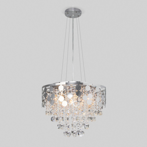 Каскадная люстра Eurosvet 10114/8 хром/прозрачный хрусталь Strotskis