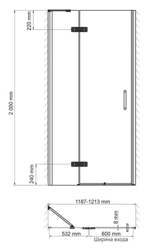 Wasserkraft Aller 10H05LBLACK Душевая дверь фото 3