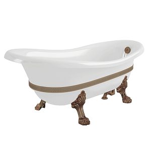 Ванна Migliore Bella 170x81xH74 см на лапах "Leone" Standart, белая, слив/перелив бронза 26989 фото