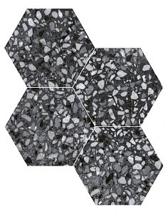 DURSTONE SIX Terazzo Керамогранит Black 23x27 глазурованный матовый фото
