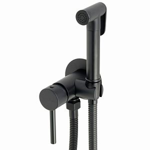 Гигиенический душевой набор Migliore Fortis, Смеситель монокомандный встраиваемый с держателем/лейка/шланг латунь, черный матовый 31555 фото