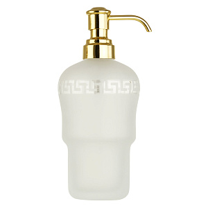 Колба дозатора для жидкого мыла Migliore Fortuna с диспенсером универсальная, стекло матовое с декором/золото 27801 фото