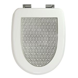 Крышка/сиденье унитазa Migliore Gianeta, с системой Microlift, цвет белый с метал. декором "решетка"/хром 27921 фото