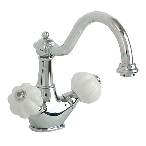 Смеситель для раковины Migliore Olivia, донный клапан "click-clack", белый/хром 19008 фото