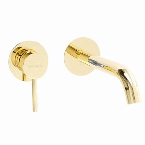 Смеситель для раковины Migliore Fortis монокомандный скрытого монтажа настен. на 2 отверстий дон.клапан "click-clack", золото 31548 фото