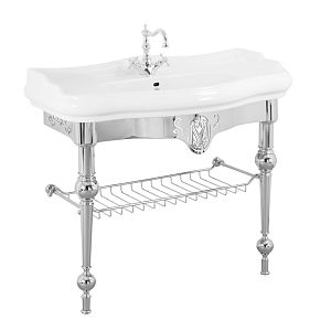 Комплект консоль Migliore Bella напольная 100 см с решеткой хром, раковина керамика белая 30332 фото