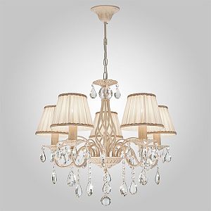 Подвесная люстра Eurosvet 10054/5 белый с золотом/прозрачный хрусталь Strotskis фото