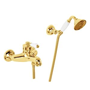 Смеситель для ванны Migliore Ermitage монокомандный внешний, ручка белая, золото 18627 фото