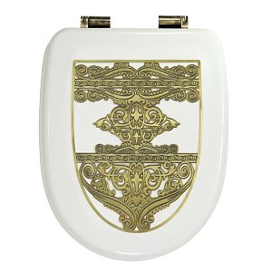 Крышка/сиденье унитазa Migliore Gianeta, с системой Microlift, цвет белый с метал. декором "узор"/бронза 27917 фото