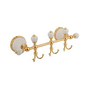 Планка Migliore Olivia с тремя крючками L30 см, керамика белая, золото 17463 фото