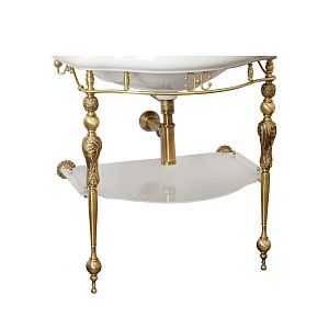 Консоль Migliore Bella напольная 73 см ажурная с полкой матовое стекло, бронза 20700 фото