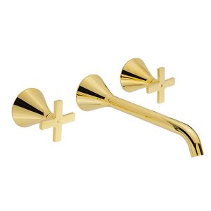 Смеситель для раковины Migliore Sirius скрытого монтажа настенный, на 3 отверстий, излив L21 см, золото 28167 фото