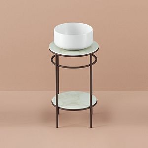 Artceram Vogue Металлическая структура Ø44хh72,5см, напольная, с раковиной, с мраморной столешницей и полочкой, цвет: moka/белый фото