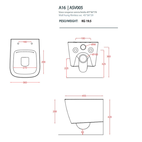 Artceram A16 MINI  Унитаз подвесной безободковый 36х45 см, цвет: белый фото 2