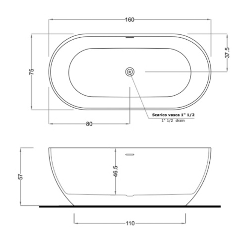 Gruppo Treesse Clivia Ванна 170x80x60см,, отдельностоящая, цвет: белый глянец фото 3