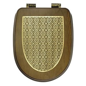 Крышка/сиденье унитазa Migliore Gianeta, с системой Microlift, цвет Noce с метал.декором"решетка"/бронза 27914 фото