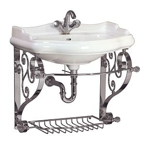 Комплект консоль Migliore Bella подвесная 100 см витая с решеткой хром, раковина керамика белая 30339 фото