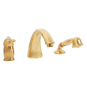 Смеситель монокомандный на борт ванны Migliore Lem Swarovski, на 3 отверстий, золото 18891 фото