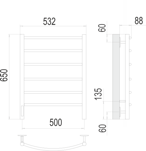 Классик П6 500х650 левый электро фото 2